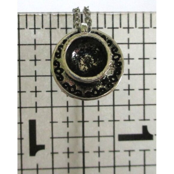 Teacup & Saucer Pendant Necklace With 18" Stainless Chain Tea Lover Gift - Picture 6 of 6